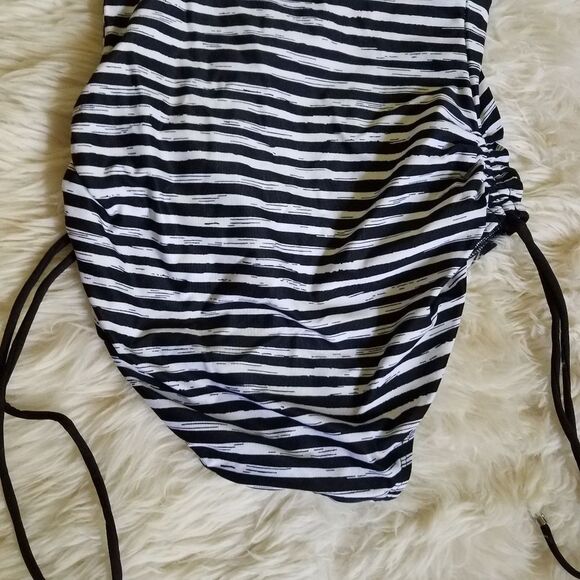 Michael kors classic nautical black & white striped swimsuit 4 - Picture 5 of 8